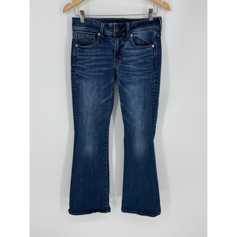 American Eagle Jeans Women's Super Stretch Dark Wash Blue Denim Sz 6 Short B8